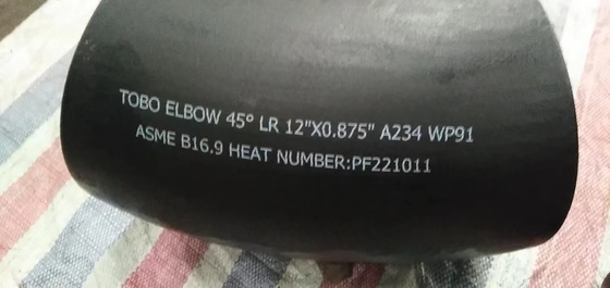Phụ kiện ống thép hợp kim 45 Khuỷu tay A234 Lớp WP91 12 &quot;X0.875&quot; Khuỷu tay hàn mông