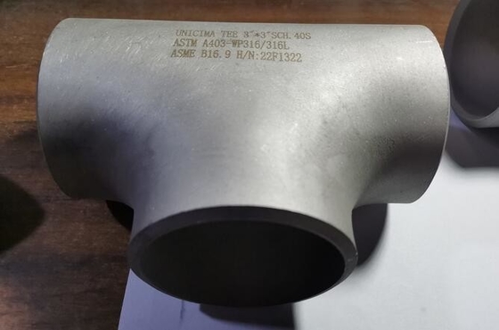 Tê hàn thẳng mông liền mạch 3 ”* 3” SCH-40S ASTM A403-WP316 / 316L ASME B16.9