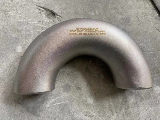 Phụ kiện đường ống thép không gỉ 180 độ BW Elbow OD80X3MM ASTM A182 F304