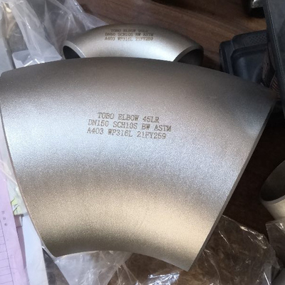 Phụ kiện đường ống thép không gỉ 45 Khuỷu tay A403 Lớp WP 316 DN150 SCH10S Khuỷu tay liền mạch